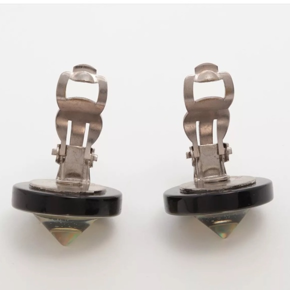 Chanel Holographic Iridescent Black Round Clip-on Earrings - Picture 3 of 4